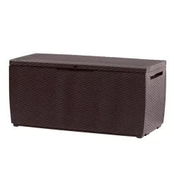 New Baule da esterno con ruote "capri" in resina marrone effetto rattan 305 lt 123x53,5x57 cm Contenitori Da Esterno