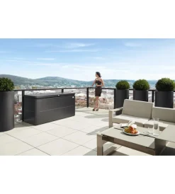 Contenitori Da Esterno-Biohort Baule da esterno impermeabile "loungebox 160" in acciaio zincato grigio scuro metallizzato 850 lt 160x70x83,5 cm - cod. 65065