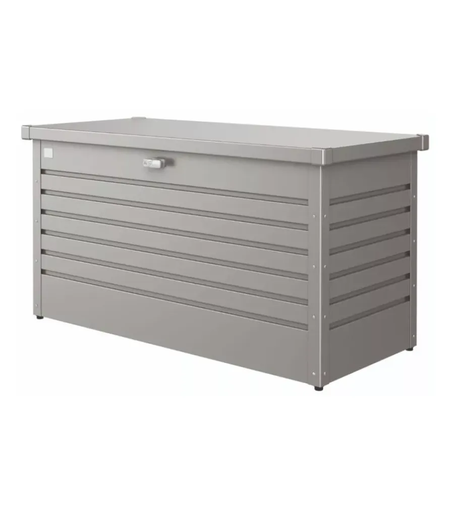 Biohort Contenitori Da Esterno|Baule da esterno impermeabile "130" in acciaio zincato grigio quarzo metallizzato 460 lt 134x62x71 cm - cod. 68040