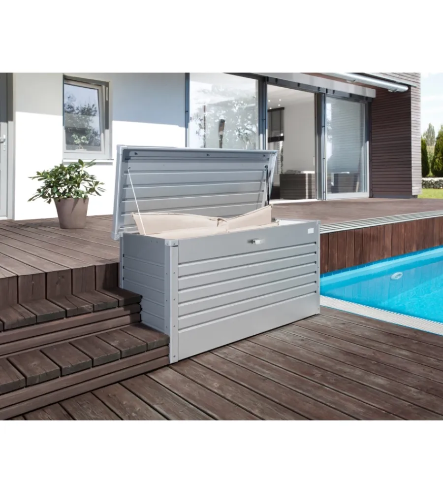Biohort Contenitori Da Esterno|Baule da esterno impermeabile "130" in acciaio zincato argento metallizzato 460 lt 134x62x71 cm - cod. 64040