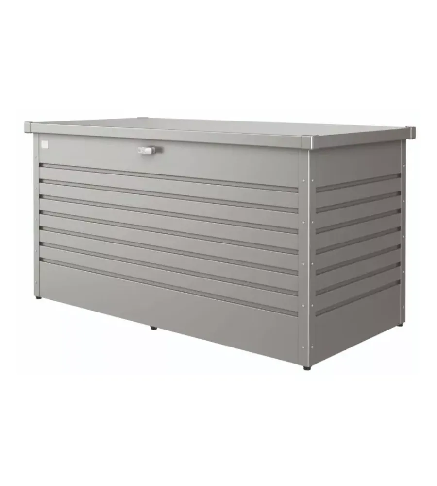 Contenitori Da Esterno-Biohort Baule da esterno impermeabile "160" in acciaio zincato grigio quarzo metallizzato 830 lt 160x79x83 cm - cod. 68060