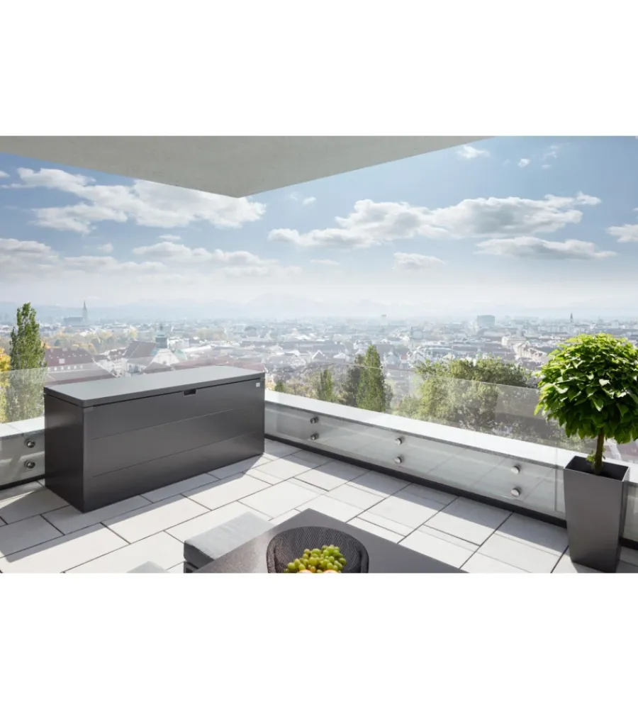 Contenitori Da Esterno-Biohort Baule da esterno impermeabile "stylebox 170" in acciaio zincato grigio scuro metallizzato 685 lt 170x70x81 cm - cod. b340710