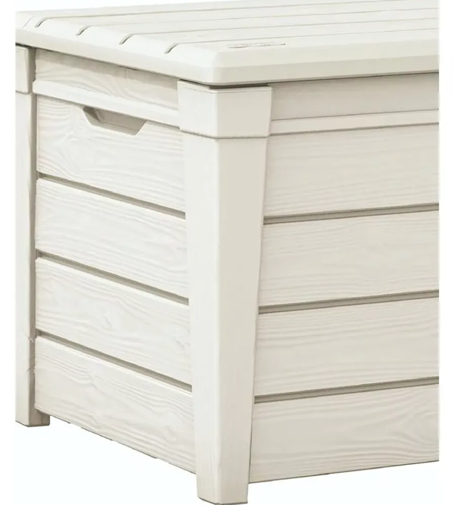Sale Baule da esterno "brightwood pool box" in resina bianco 454 lt 145x69,7x60,3 cm Contenitori Da Esterno