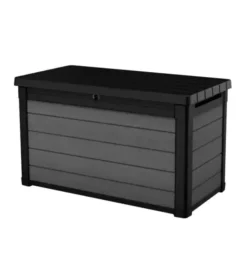 Contenitori Da Esterno-Keter Baule da esterno "cortina 100g" in evotech+ grigio effetto legno 380 lt 122,9x62,1x70,6 cm