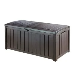 Clearance Baule da esterno "glenwood" in resina marrone effetto legno 390 lt 128x65x61 cm Contenitori Da Esterno