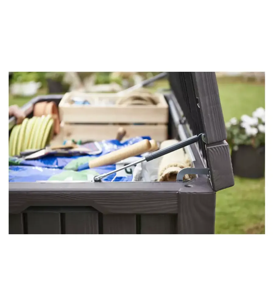 Contenitori Da Esterno-Keter Baule da esterno "rockwood" in resina marrone effetto legno 570 lt 155x72,4x64,4 cm