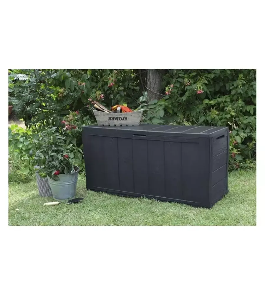 Keter Contenitori Da Esterno|Baule da esterno "sherwood" in resina marrone effetto legno 270 lt 117x45x58 cm
