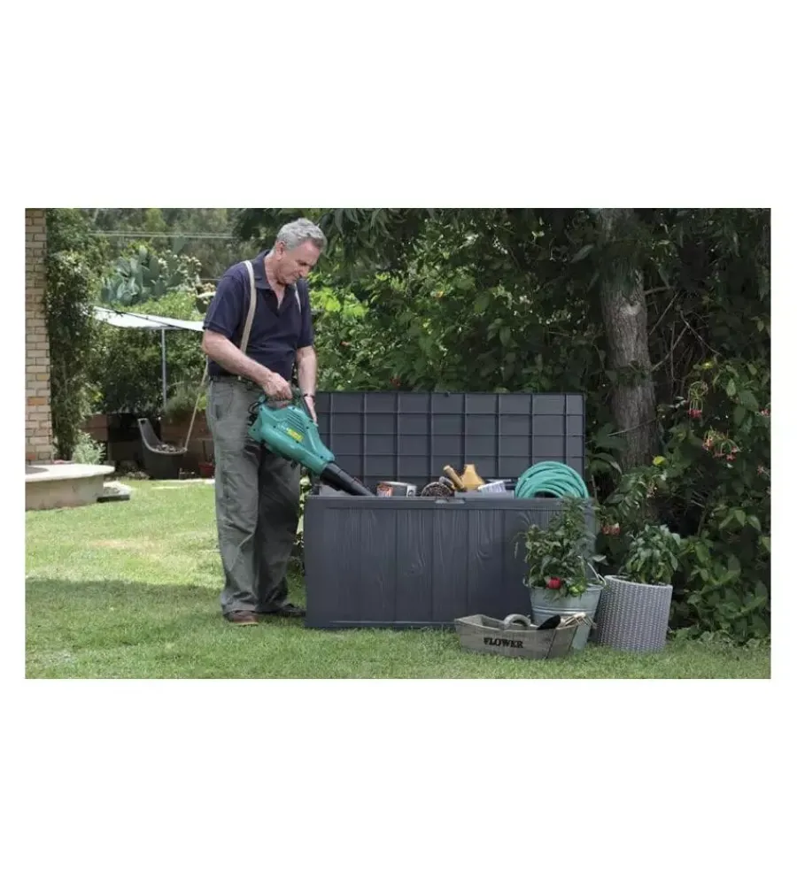 Keter Contenitori Da Esterno|Baule da esterno "sherwood" in resina marrone effetto legno 270 lt 117x45x58 cm