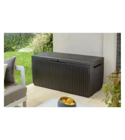 Contenitori Da Esterno-Keter Baule da esterno "springwood" in resina marrone effetto legno 305 lt 123x54x57 cm
