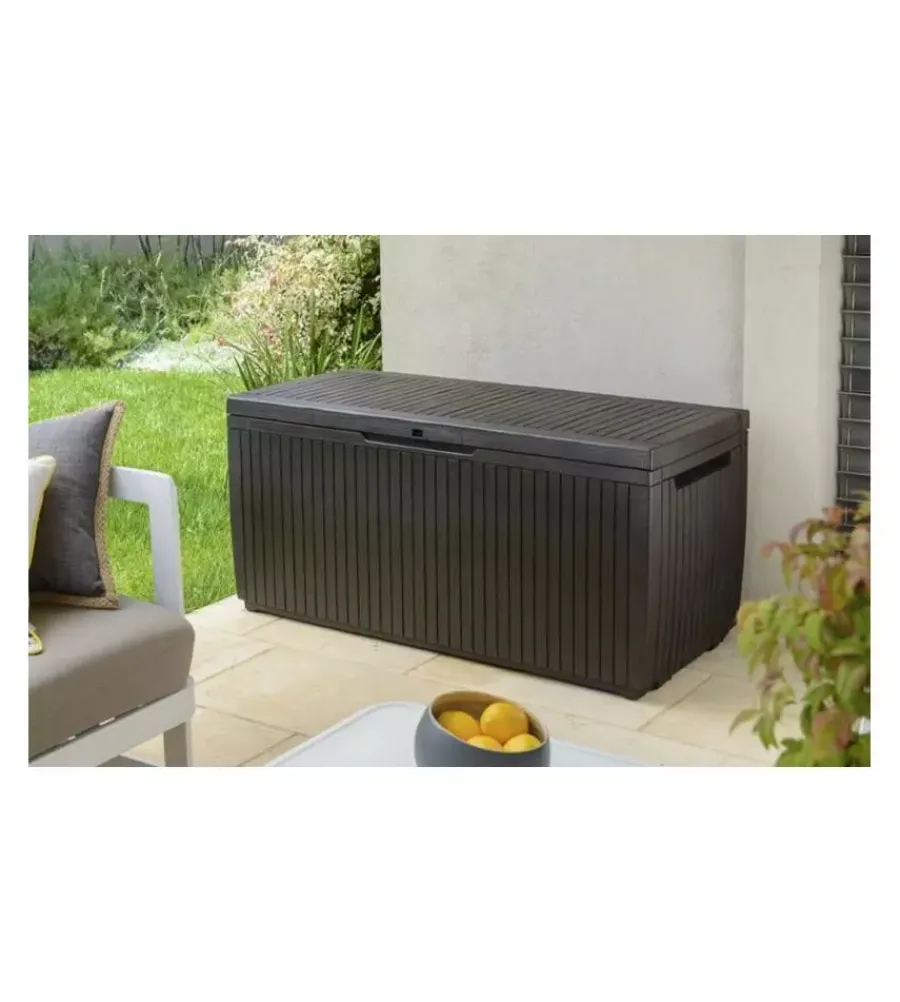 Contenitori Da Esterno-Keter Baule da esterno "springwood" in resina marrone effetto legno 305 lt 123x54x57 cm