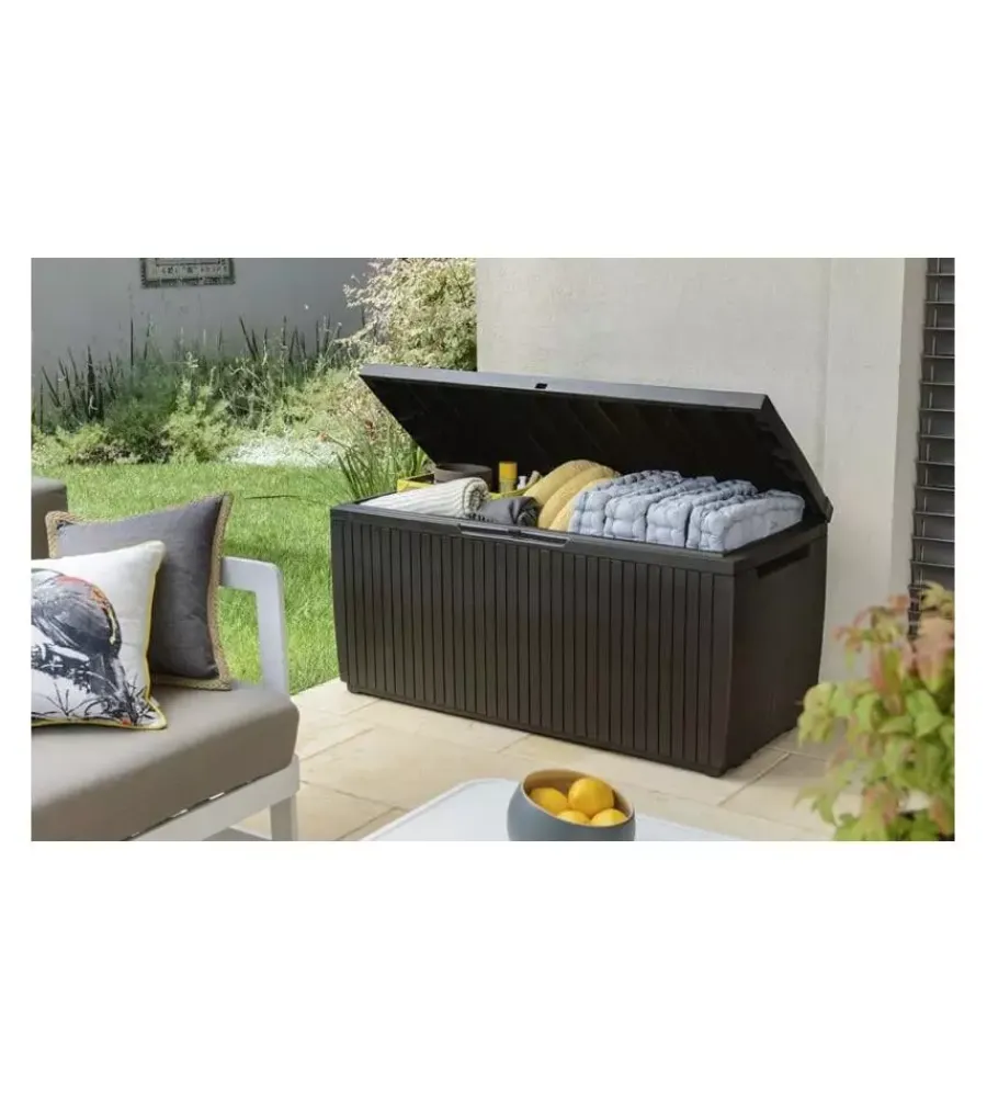 Contenitori Da Esterno-Keter Baule da esterno "springwood" in resina marrone effetto legno 305 lt 123x54x57 cm