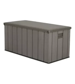 Contenitori Da Esterno- Baule da esterno lifetime "big" in resina grigio scuro effetto legno 151x72x69 cm