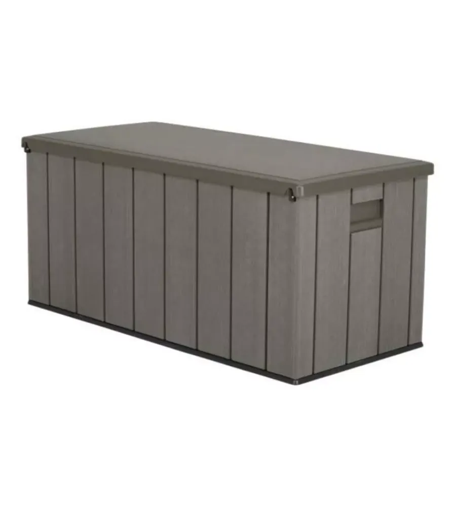 Contenitori Da Esterno- Baule da esterno lifetime "big" in resina grigio scuro effetto legno 151x72x69 cm