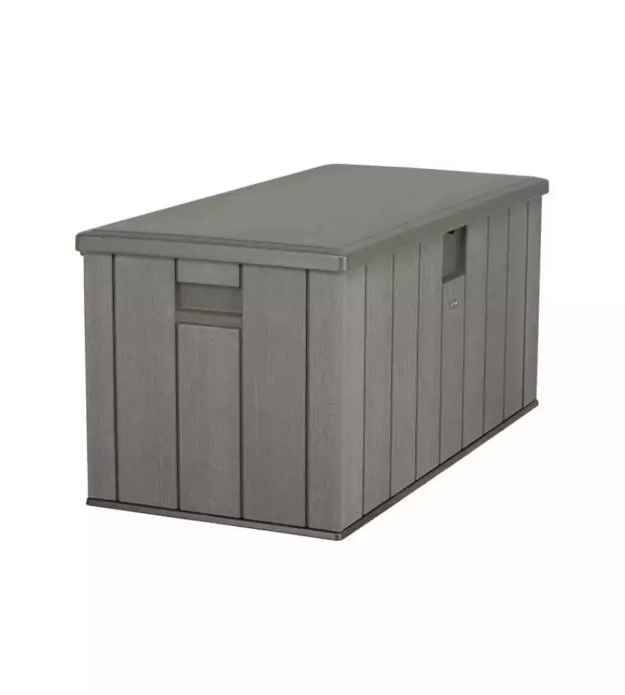 Contenitori Da Esterno- Baule da esterno lifetime "big" in resina grigio scuro effetto legno 151x72x69 cm