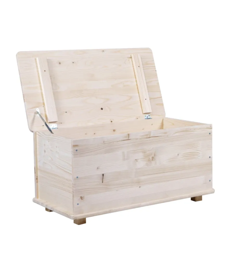 Complementi In Legno- Baule portatutto in legno con piedini 90 lt 90x45x45 cm