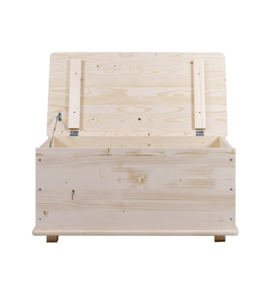 Complementi In Legno- Baule portatutto in legno con piedini 90 lt 90x45x45 cm