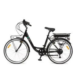 Bici Elettriche- Bici elettrica e-bike city fold green nera con pedalata assistita, autonomia 20 km e pieghevole