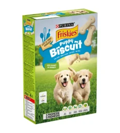 Purina Alimenti Secco Cane|Biscotti per cani friskies "puppy biscuit" per cuccioli di tutte le taglie con latte 350 gr