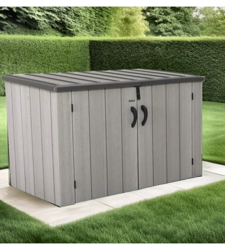 Lifetime Contenitori Da Esterno|Box da giardino in resina grigio 180x97x122 cm