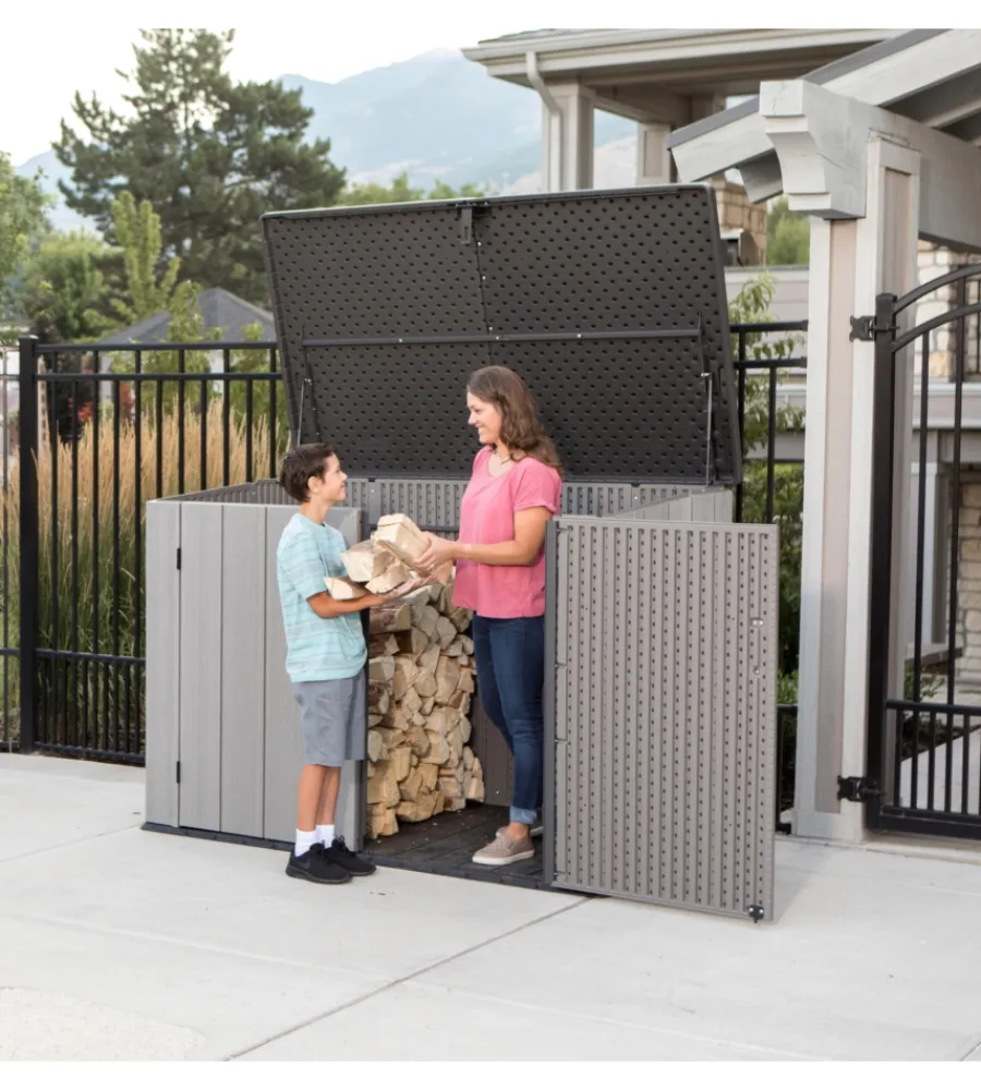 Lifetime Contenitori Da Esterno|Box da giardino in resina grigio 180x97x122 cm