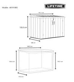 Lifetime Contenitori Da Esterno|Box da giardino in resina grigio 180x97x122 cm