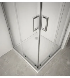 Docce E Accessori- Box doccia angolare in alluminio con vetro trasparente 80x80x185 cm