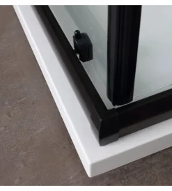 Docce E Accessori- Box doccia "luna" nero opaco e vetro temperato, 90x90x190 cm