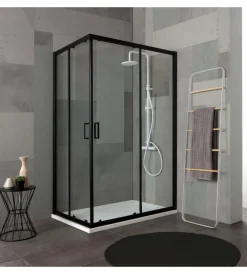 Best Box doccia "luna" nero opaco e vetro temperato, 70x100x190 cm Docce E Accessori