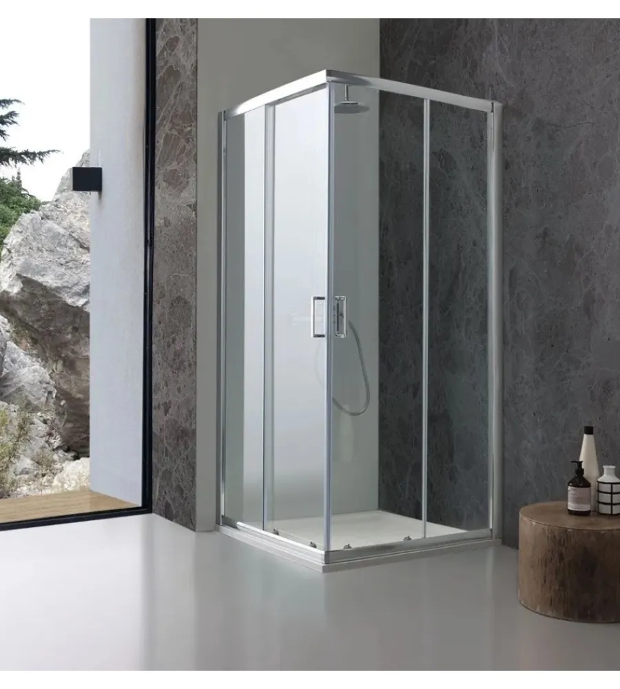 Docce E Accessori- Box doccia "sole" cromato, 80x80x185 cm