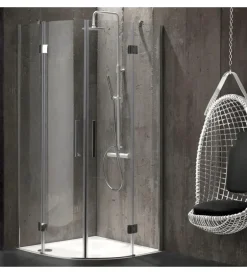 Docce E Accessori|Box doccia "stella" semicircolare alluminio cromato, 90x90x190 cm