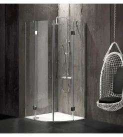 Docce E Accessori|Box doccia "stella" semicircolare alluminio cromato, 90x90x190 cm