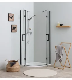 New Box doccia "stella" semicircolare alluminio nero, 90x90x190 cm Docce E Accessori