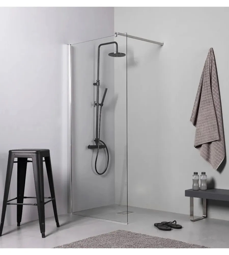 Docce E Accessori- Box doccia walk-in cromo 6mm, 100x190 cm
