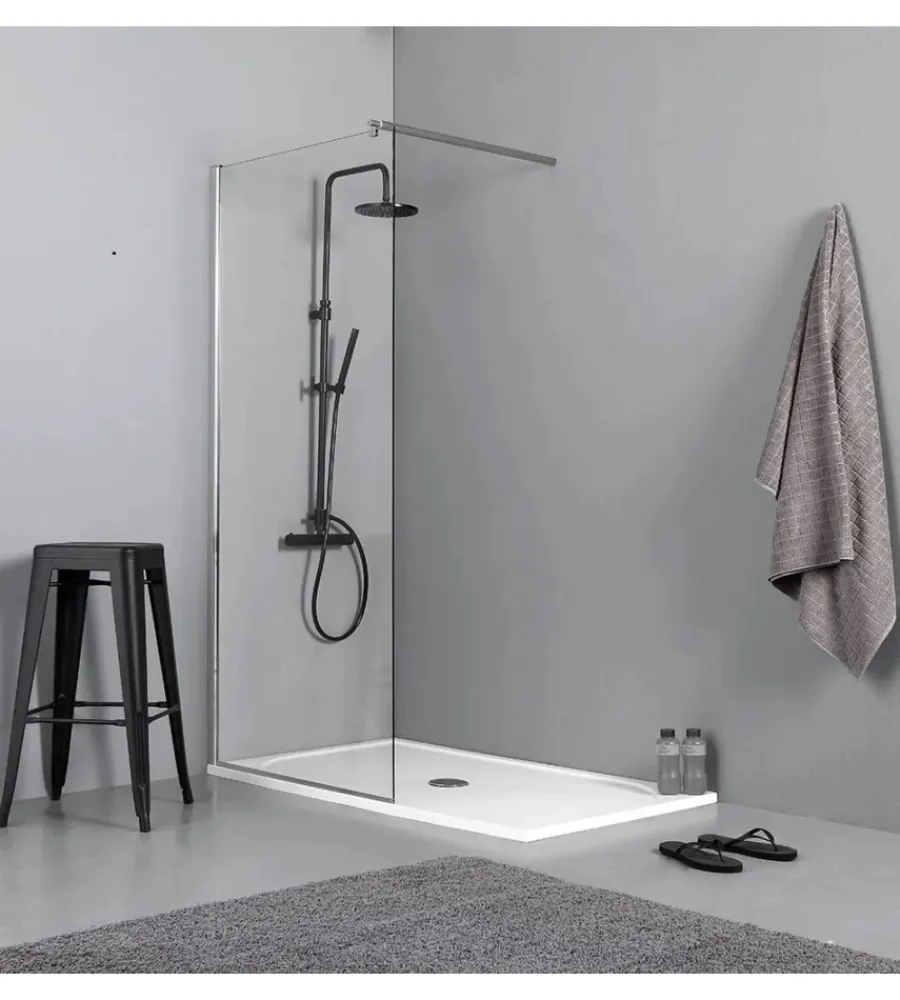 Docce E Accessori- Box doccia walk-in cromo 6mm, 90x190 cm