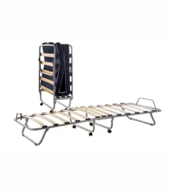 Letti E Comodini|Brandina pieghevole dormir con doghe in legno e materasso 80x190 cm