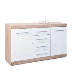 Hot Buffet 2 ante e 4 cassetti rovere e bianco laccato, 155x40x87 cm Credenze E Buffet