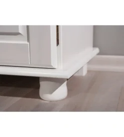 Credenze E Buffet|Buffet in pino massello bianco con 2 ante e 2 cassetti, 88x43x87 cm