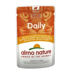 Alimenti Umido Gatto-Almo Nature Busta da 70 gr. con pollo e salmone,  alimento umido per gatti.