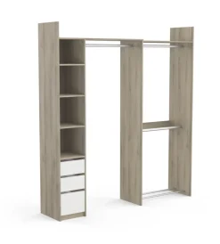 Armadi- Cabina armadio angolare "swing" bianco e quercia, 199x43x218 cm