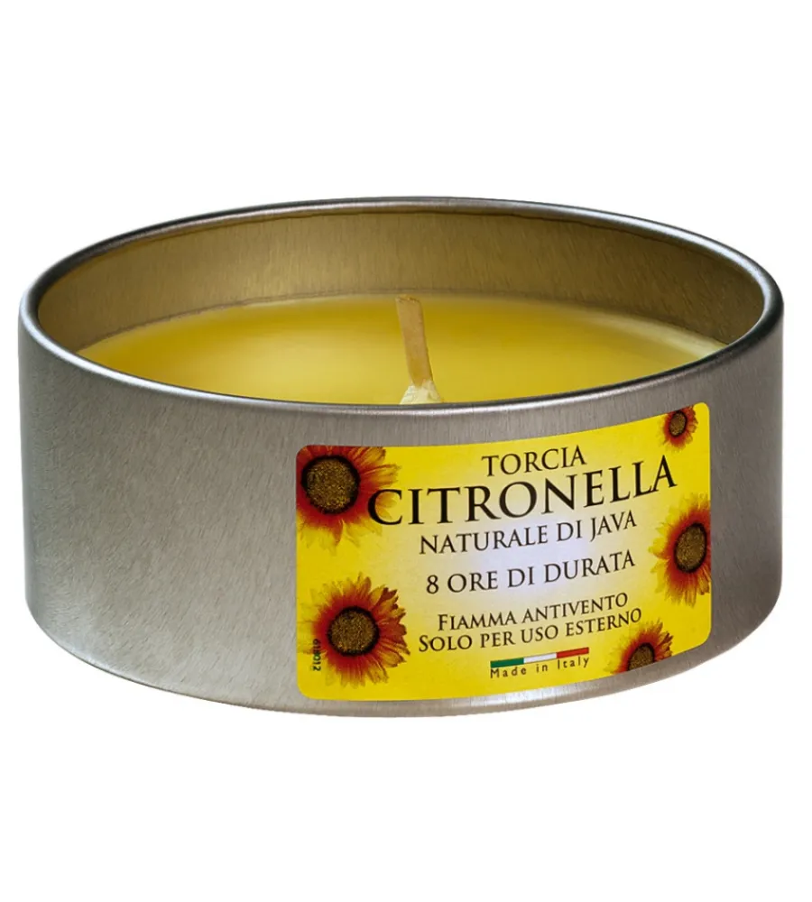 Decorazione Ambienti- Candela alla citronella "siros" in alluminio 9,5x9,5x4 cm