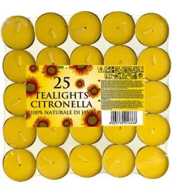 Decorazione Ambienti- Candele tealights "pantelleria" alla citronella 25 pezzi
