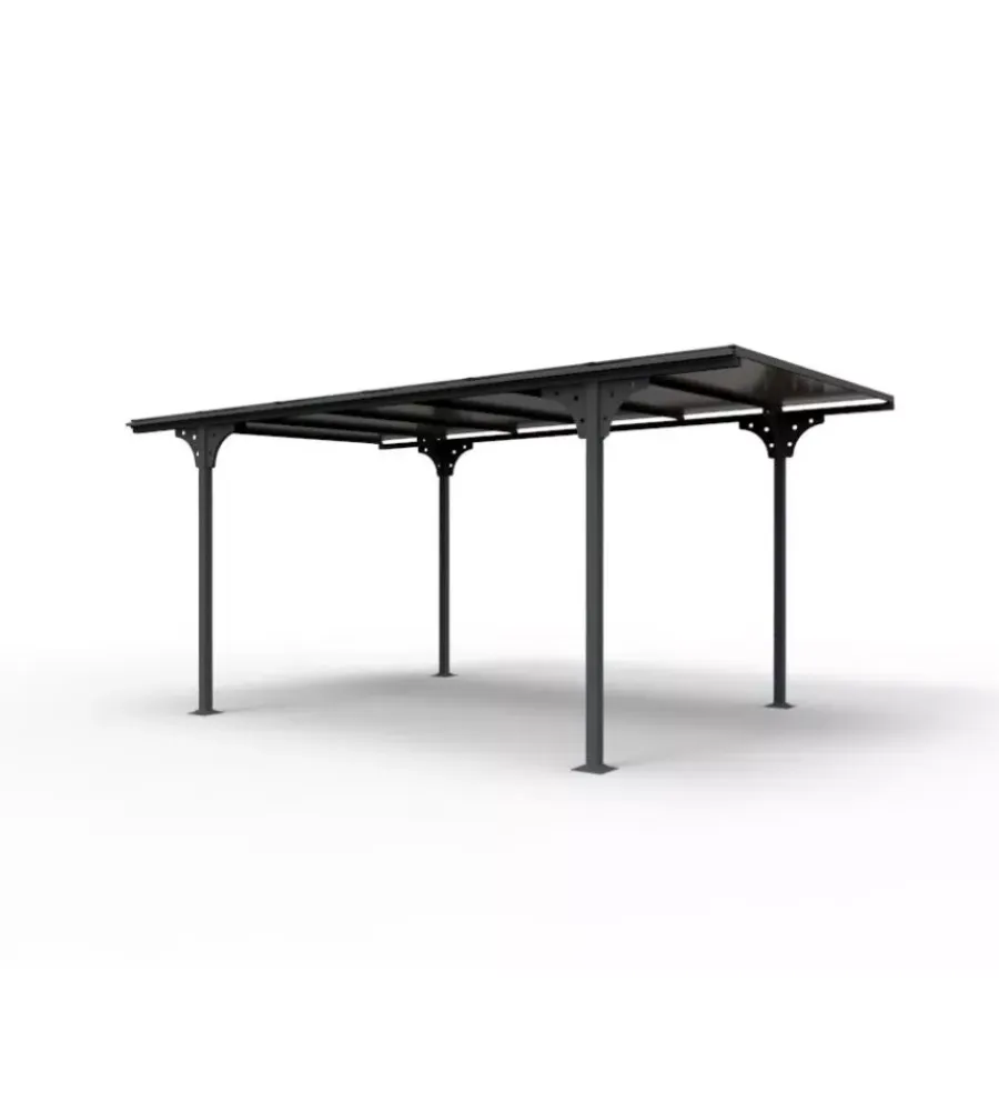 Coperture Per Esterno E Accessori-Habrita Carport auto in alluminio e policarbonato "car 3050 altp t" 5,00x2,88x2,32 mt