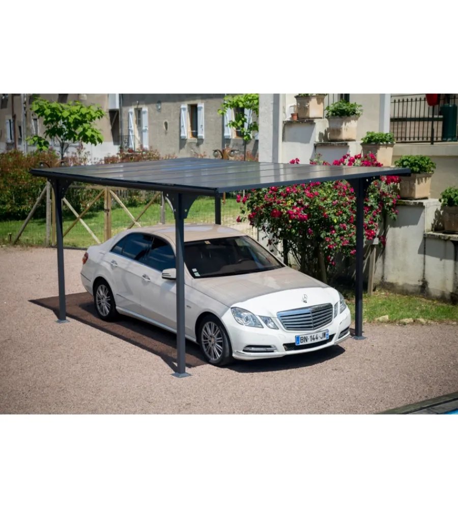 Coperture Per Esterno E Accessori-Habrita Carport auto in alluminio e policarbonato "car 3050 altp t" 5,00x2,88x2,32 mt