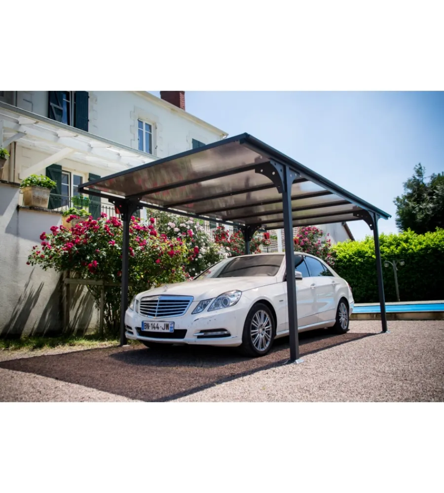 Coperture Per Esterno E Accessori-Habrita Carport auto in alluminio e policarbonato "car 3050 altp t" 5,00x2,88x2,32 mt