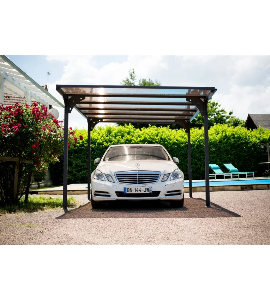Coperture Per Esterno E Accessori-Habrita Carport auto in alluminio e policarbonato "car 3050 altp t" 5,00x2,88x2,32 mt