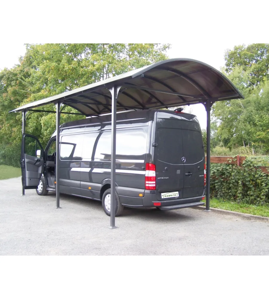 Habrita Coperture Per Esterno E Accessori|Carport auto in alluminio e policarbonato "car 3676 alcc t" 1 posto 3,59x7,62x3,60 mt