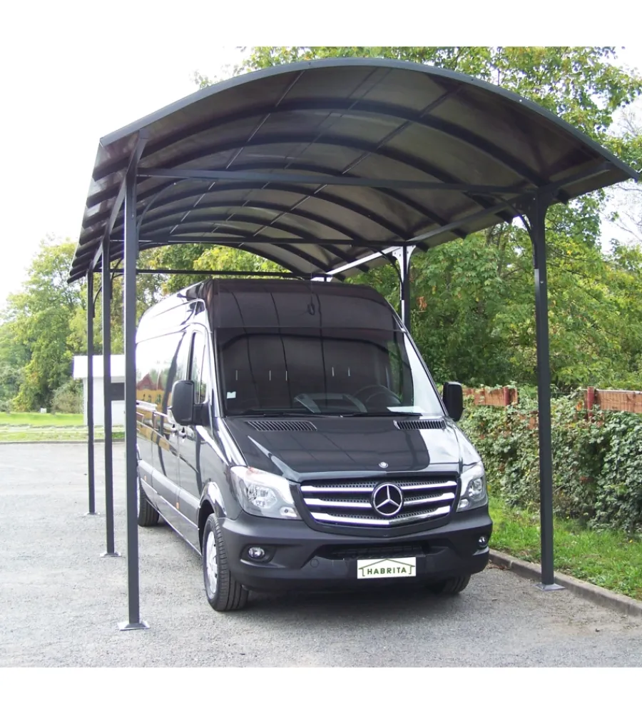 Habrita Coperture Per Esterno E Accessori|Carport auto in alluminio e policarbonato "car 3676 alcc t" 1 posto 3,59x7,62x3,60 mt