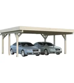 Hot Carport doppio in legno di abete 600x512x250 cm Coperture Per Esterno E Accessori