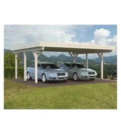 Hot Carport doppio in legno di abete 600x512x250 cm Coperture Per Esterno E Accessori