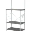 Cucina|Carrello da cucina con 4 ripiani in metallo bianco e cemento, 60x40x123 cm